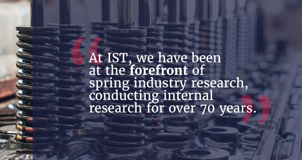 A quote that reads, "At IST, we have been at the forefront of spring industry research, conducting internal research for over 70 years."